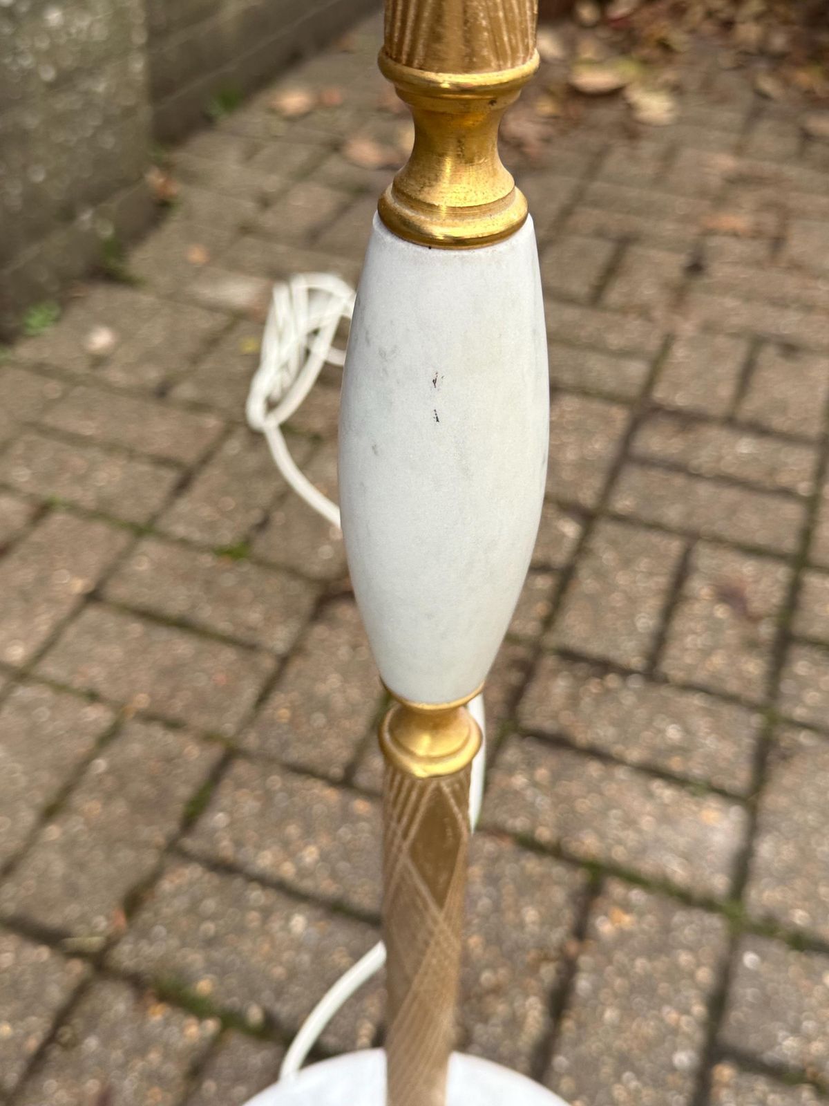 Vintage 1970s/80s Brass And Marble Floor Lamp With White Stone Detail Hollywood Regency   Working Pat Tested photo vintage