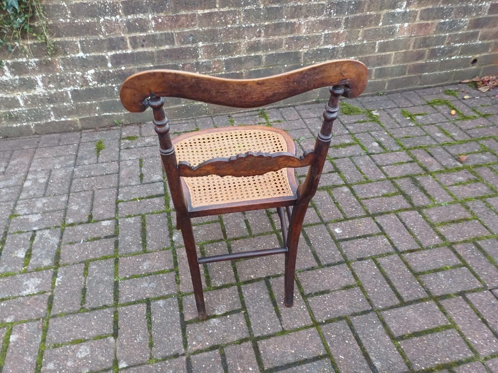 Antique Victorian Balloon Back Carved Mahogany Chair With Cane Seat Bedroom Accent photo vintage
