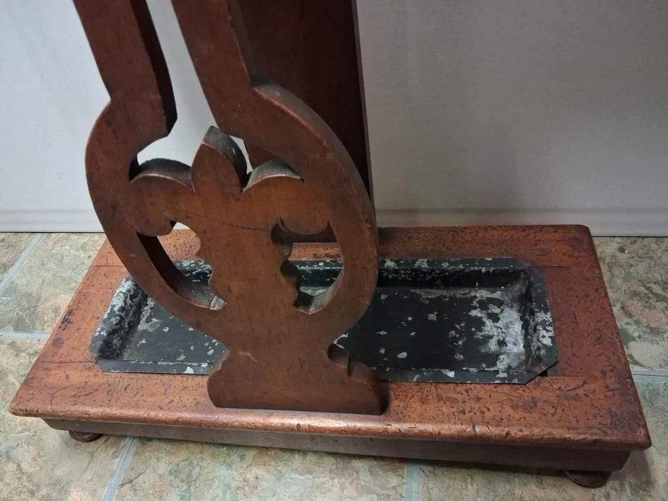 Antique Hall Stand With Umbrella Holder, Original Drip Tray & Key / Glove Box photo buy