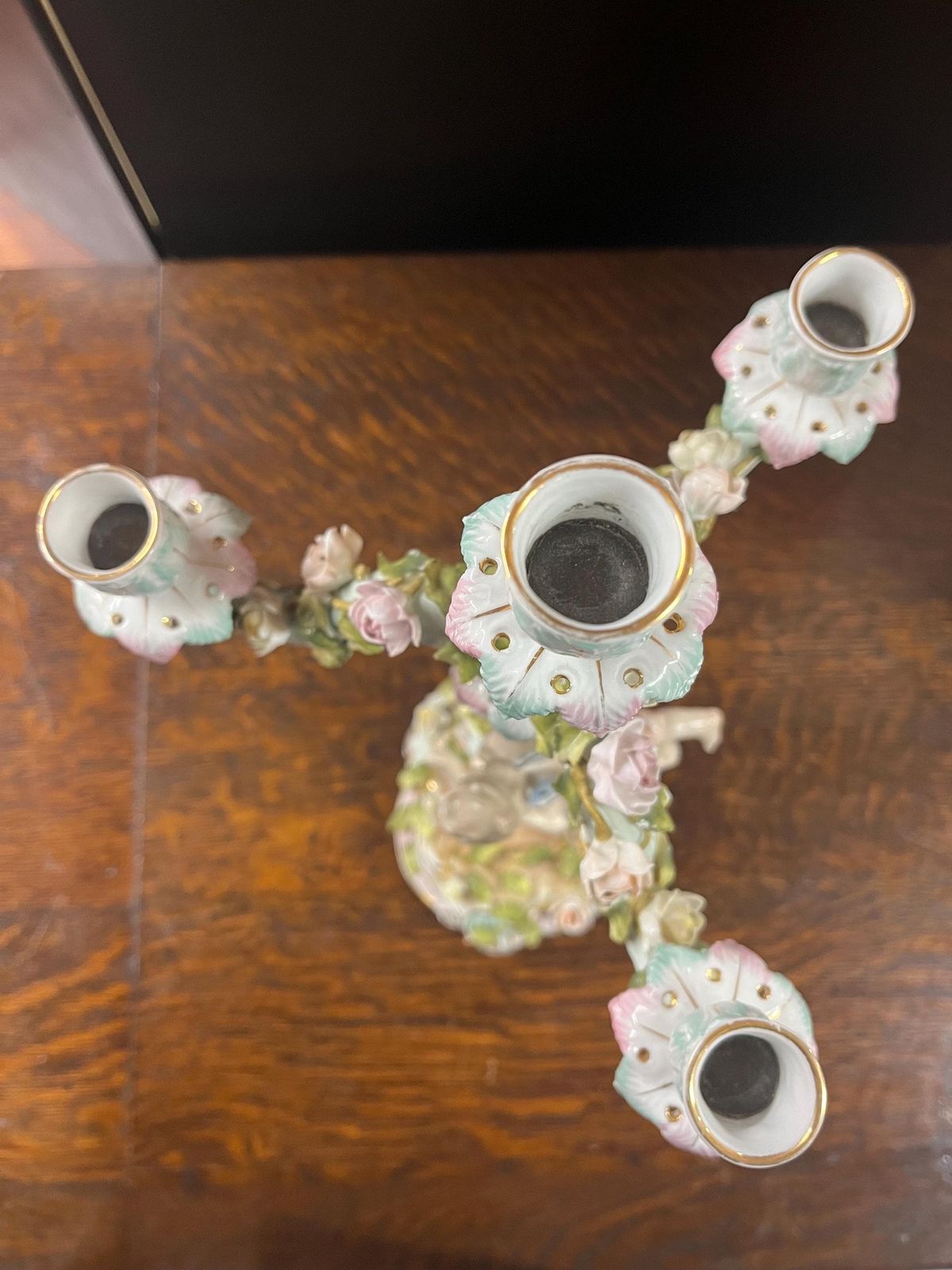 Antique German 19th C Sitzendorf A Branch Large Porcelain Candelabra photo furniture