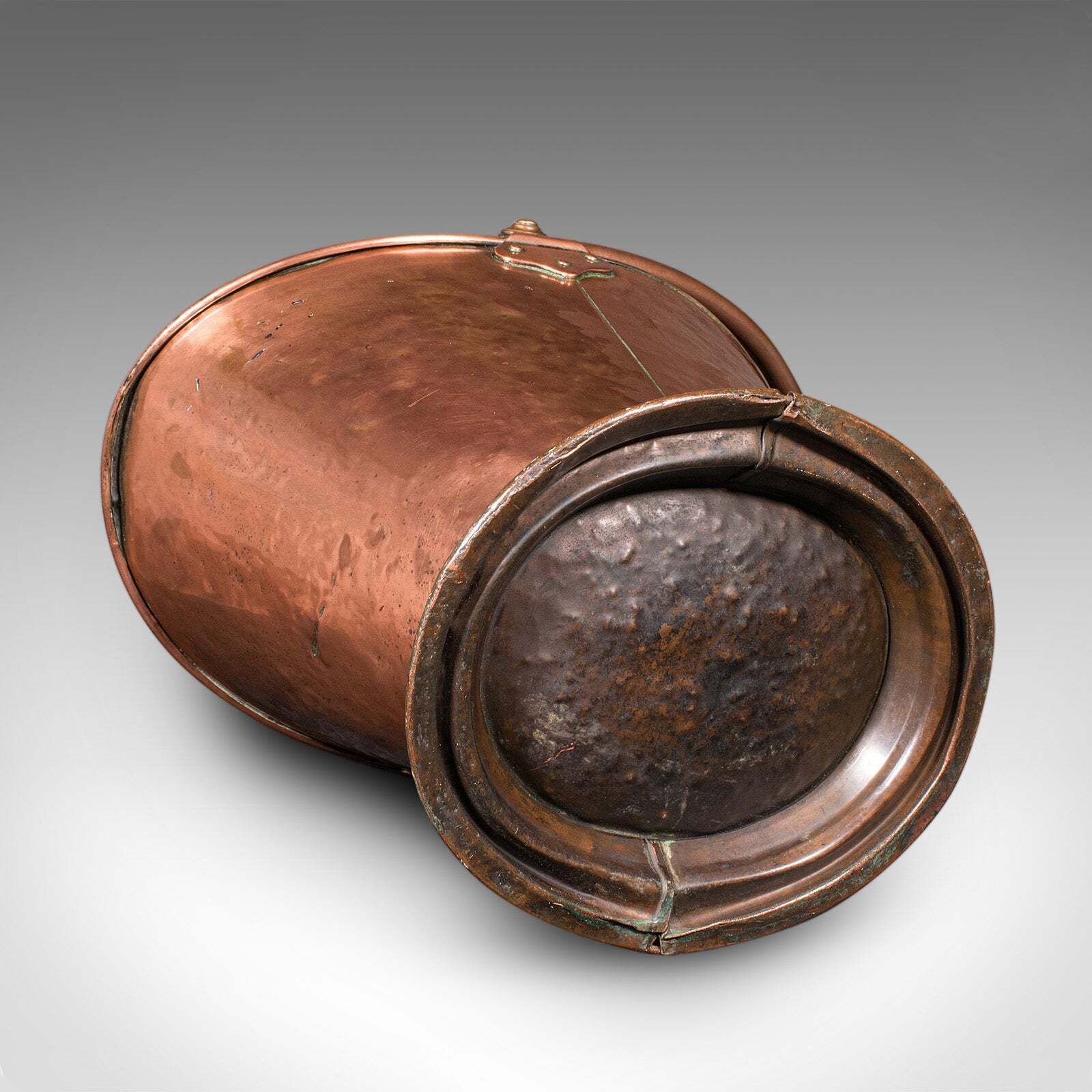 photo for sale Antique Fireplace Coal Scuttle, English Copper, Basket, Art Nouveau, Victorian