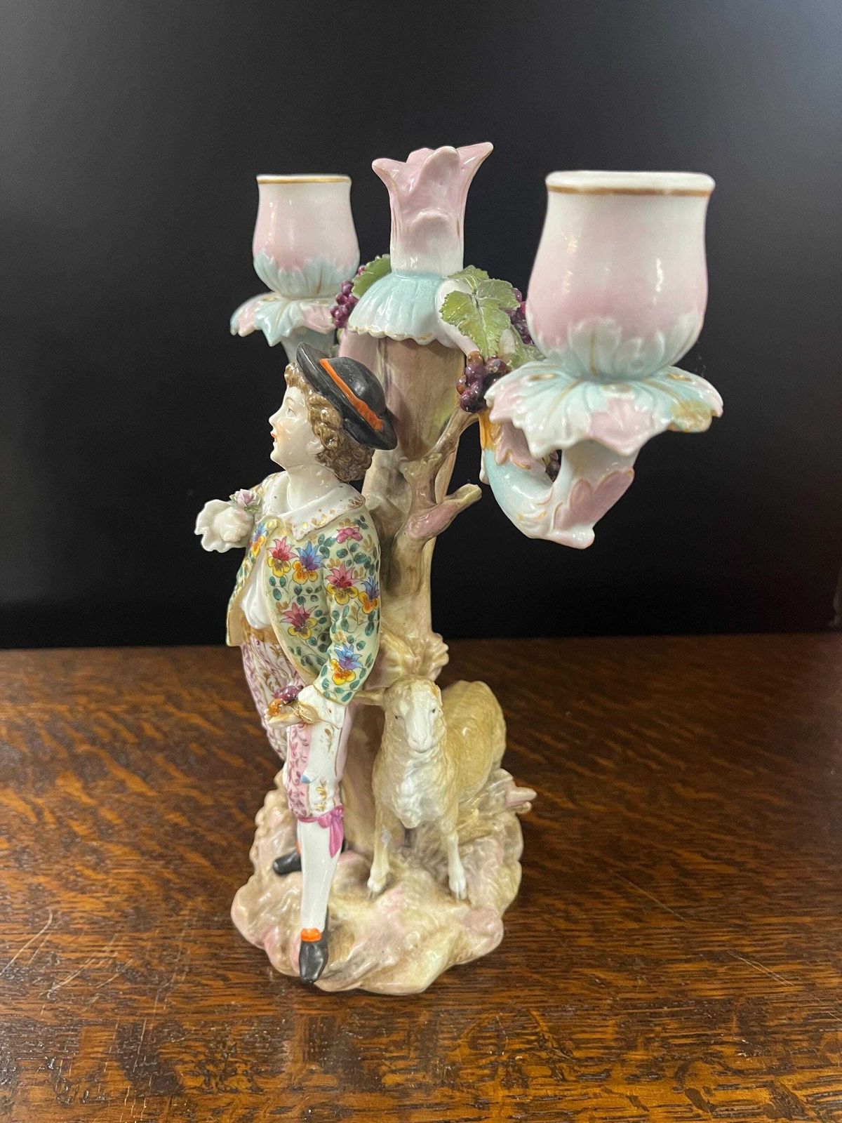 Antique German 19th C Sitzendorf 2 Branch Porcelain Candelabras photo Home Decor