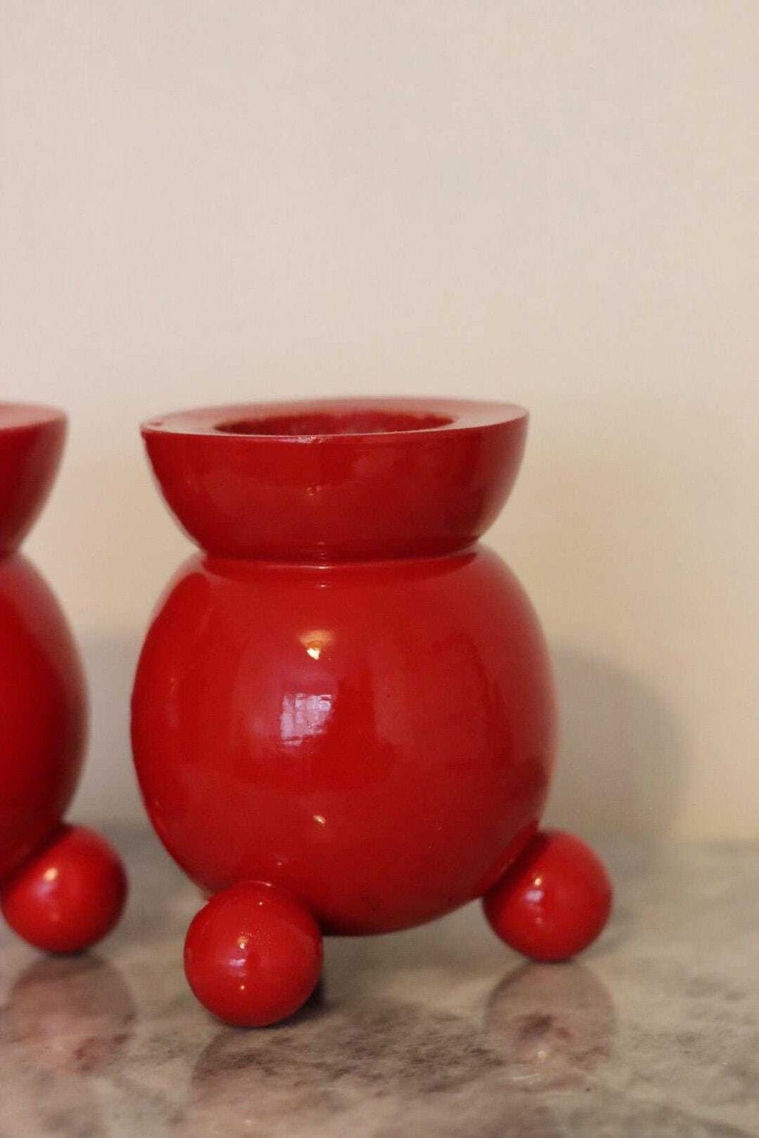 Pair Of Swedish Dala Ball Candle Holders photo furniture