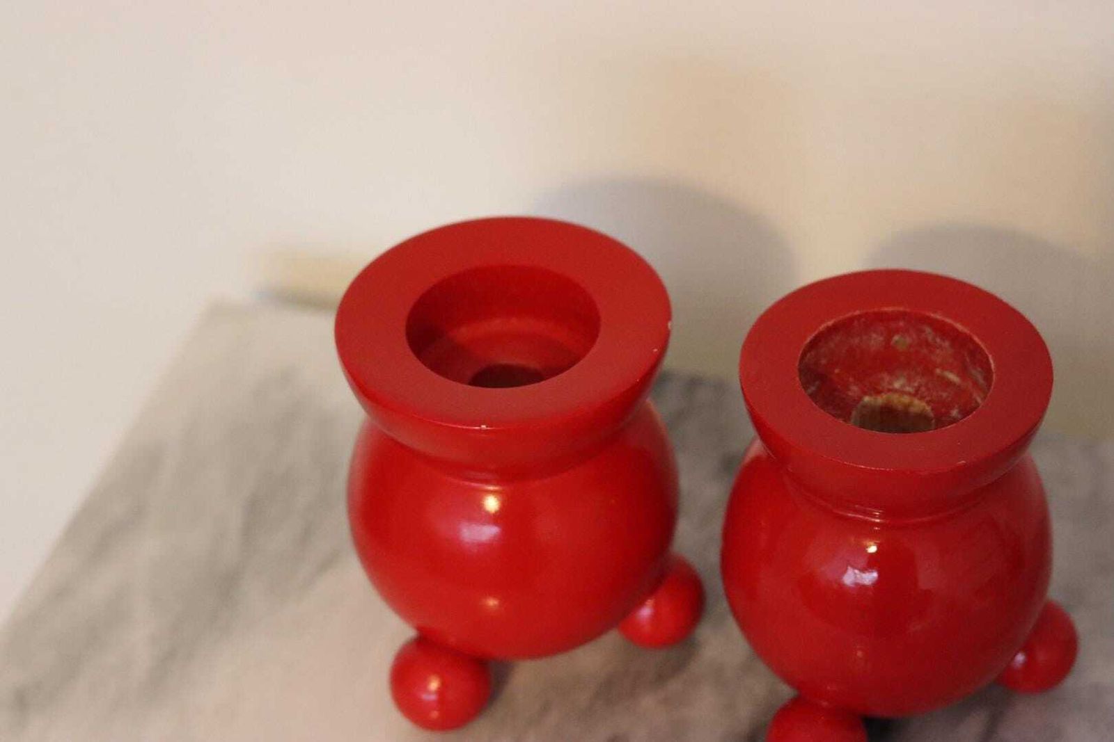 Pair Of Swedish Dala Ball Candle Holders photo for sale