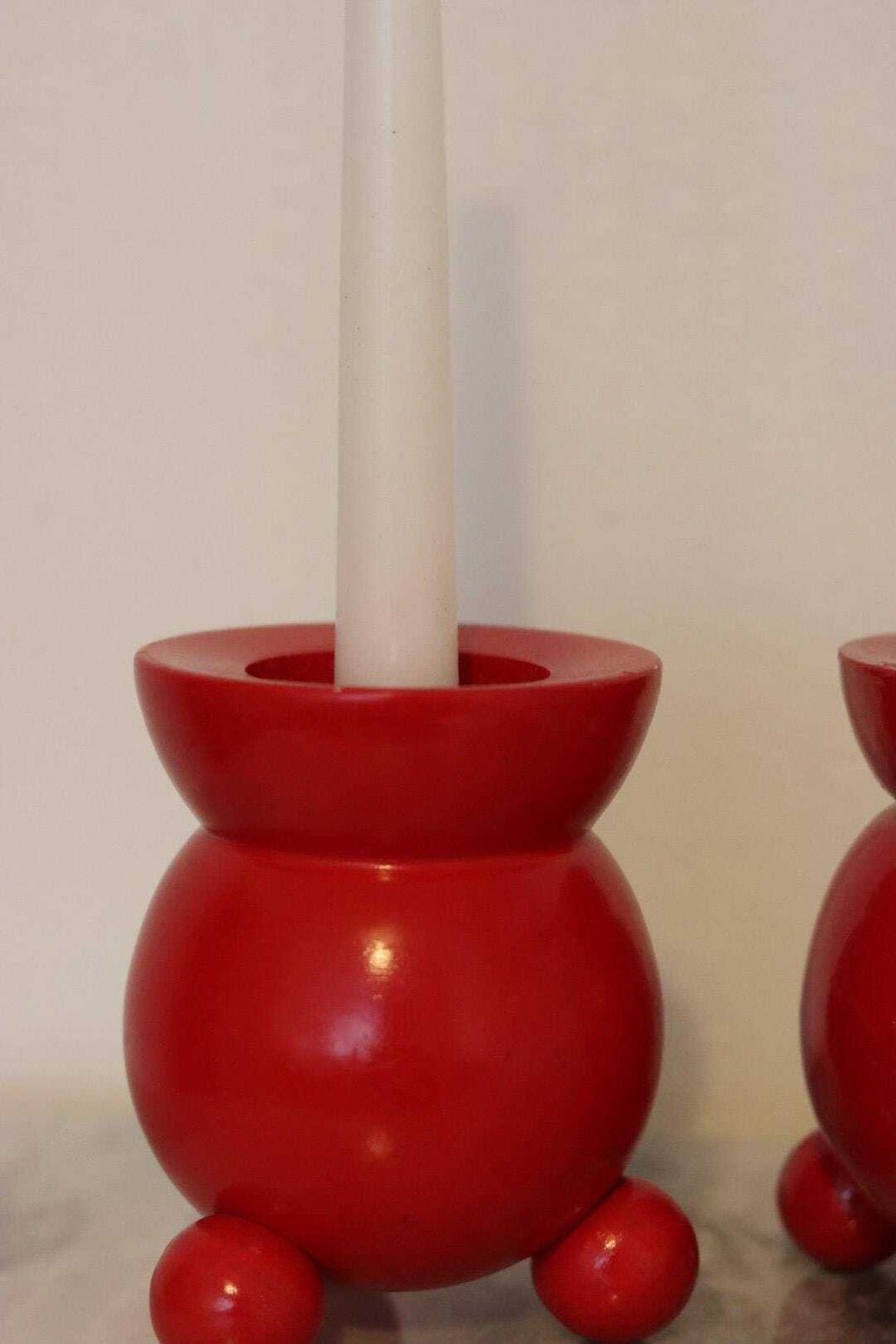 Pair Of Swedish Dala Ball Candle Holders photo 85.0