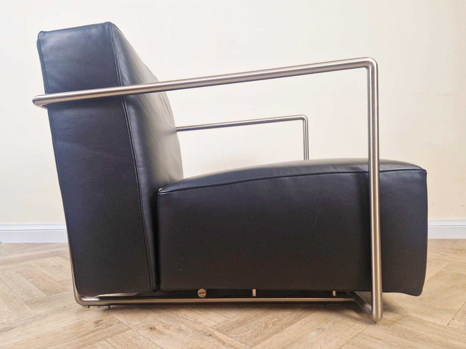 Antonio Citterio For Flexform Abc Model Leather & Chrome Reclining Lounge Chair With Ottoman photo buy