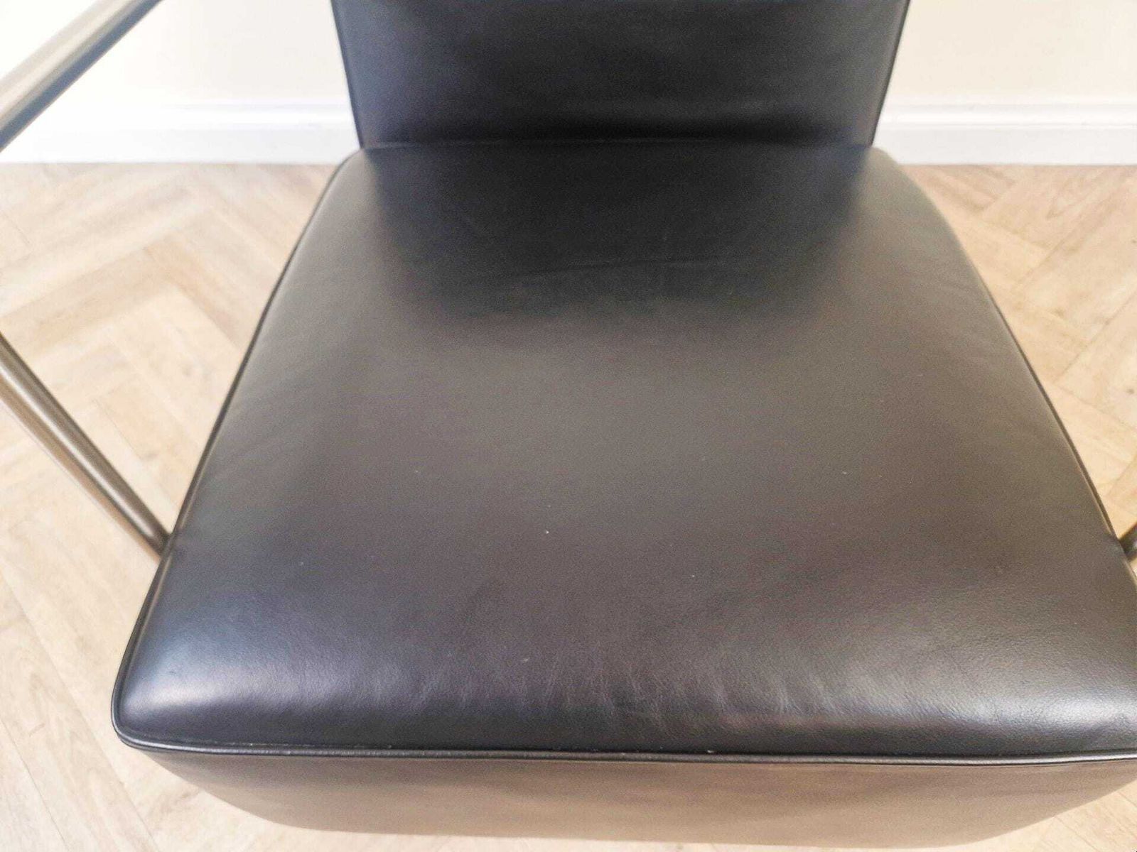 photo for sale Antonio Citterio For Flexform Abc Model Leather & Chrome Reclining Lounge Chair With Ottoman