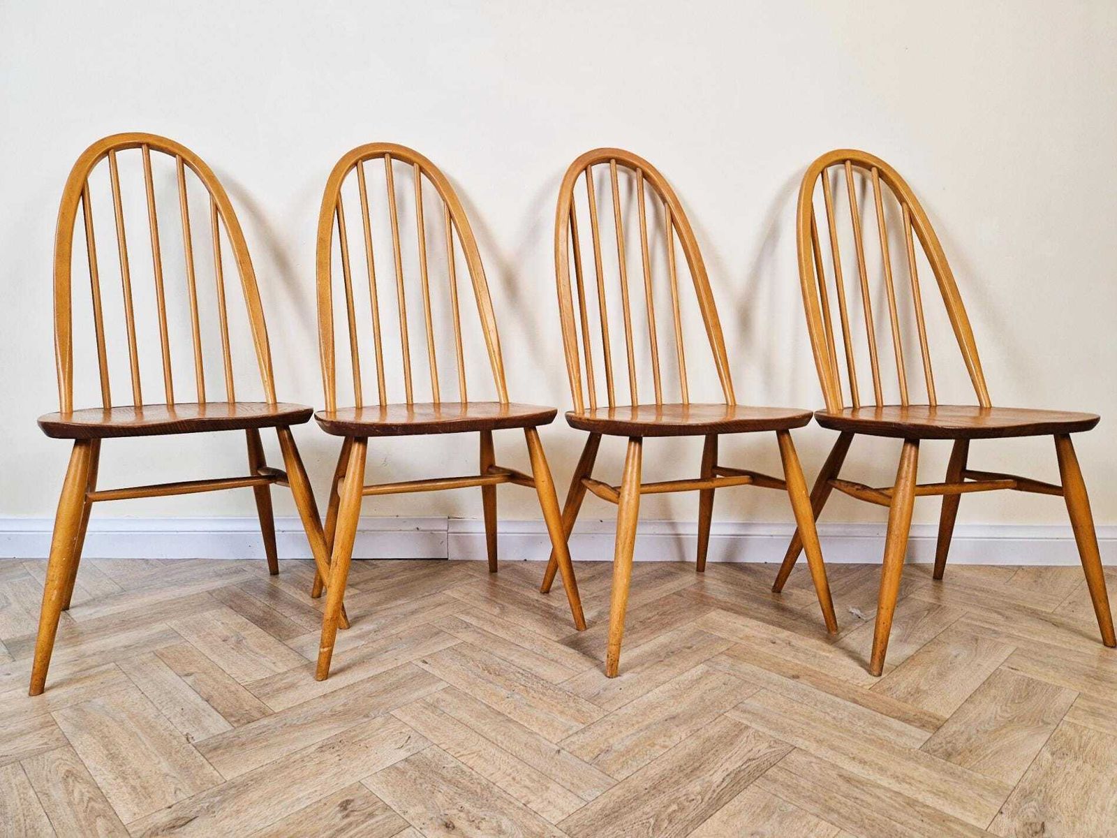photo for sale Ercol Windsor Mid Century Solid Elm Danish Design Drop Leaf Table & Chair Set