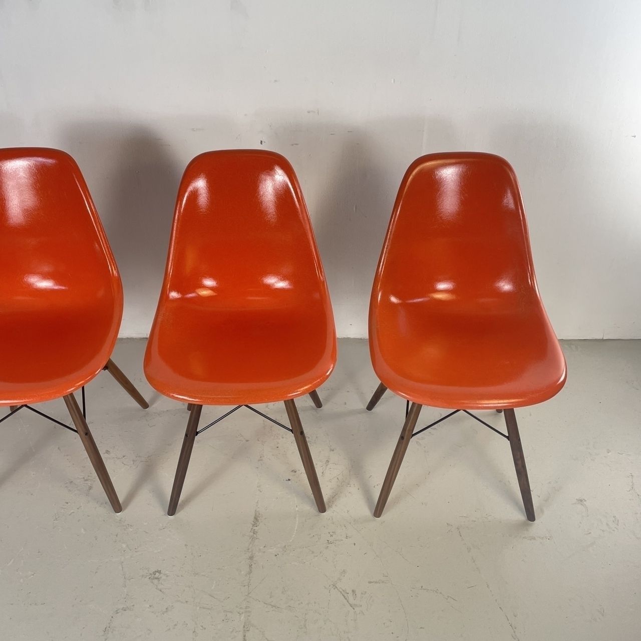 Eames Herman Miller Dsw Side Chairs In Coral Orange photo for sale