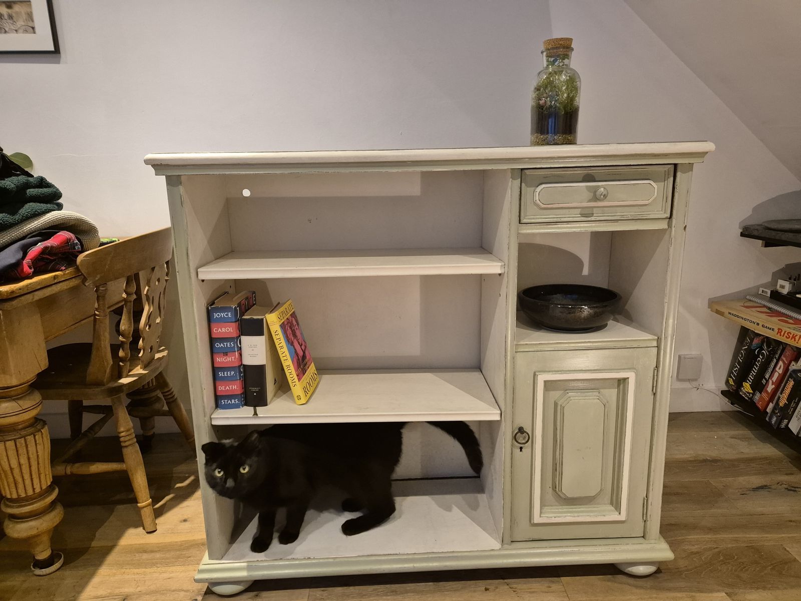 Vintage Solid Wood (Oak) Painted Shelving Unit