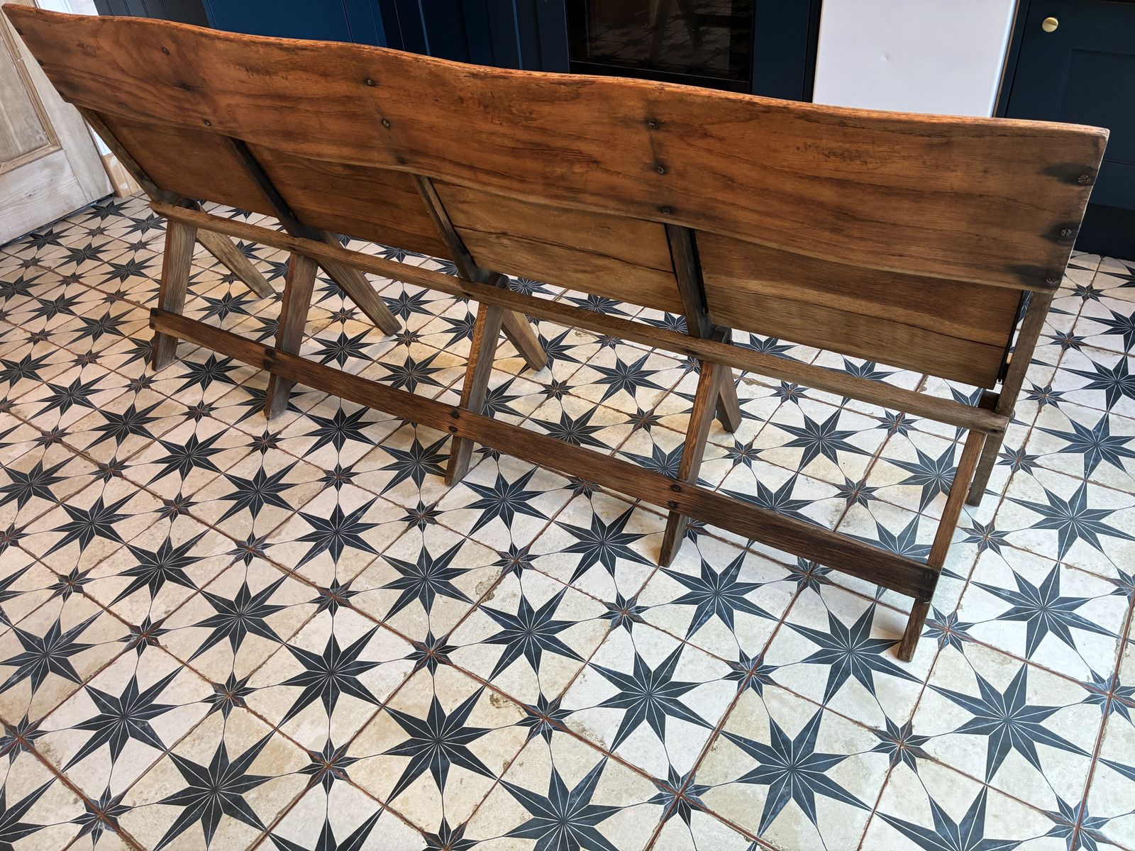 Vintage Folding Church Pew Bench – Hallway Entryway Seat photo for sale