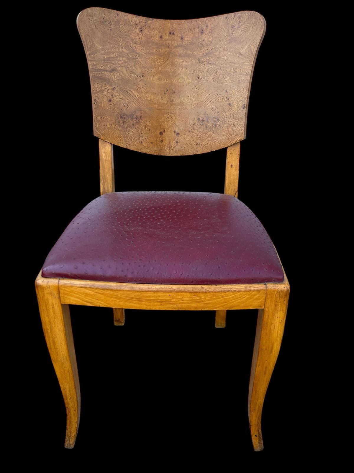 photo for sale Set Of 6 French Art Deco Chairs In Burl