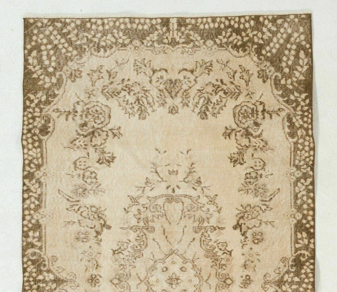 3.8x7 Ft Hand Knotted Vintage Turkish Oushak Rug, Ideal For Home & Office Decor photo for sale