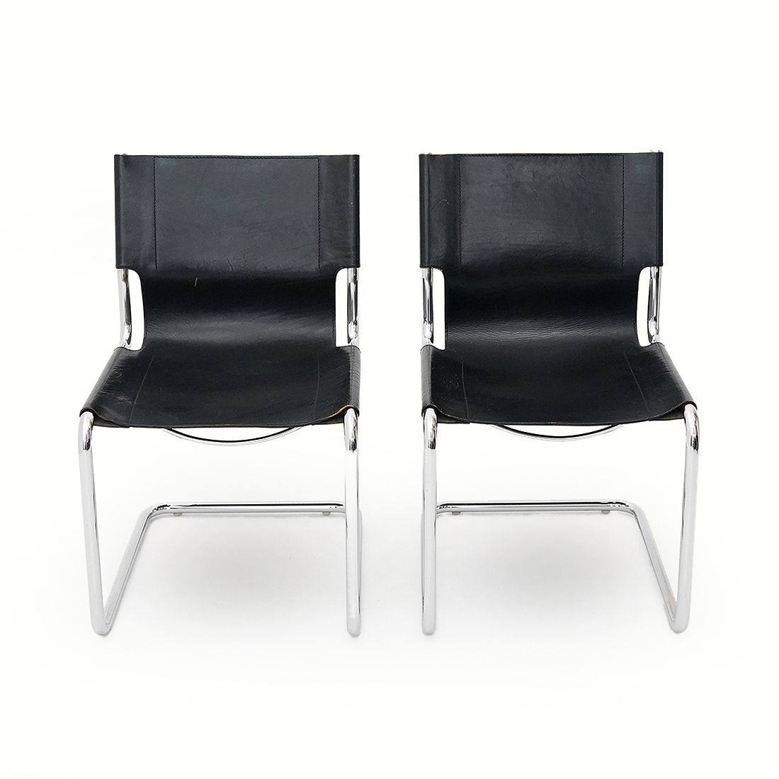 Pair Of Metal And Leather Chairs By Carlo Bartoli For T70, 1970s photo vintage