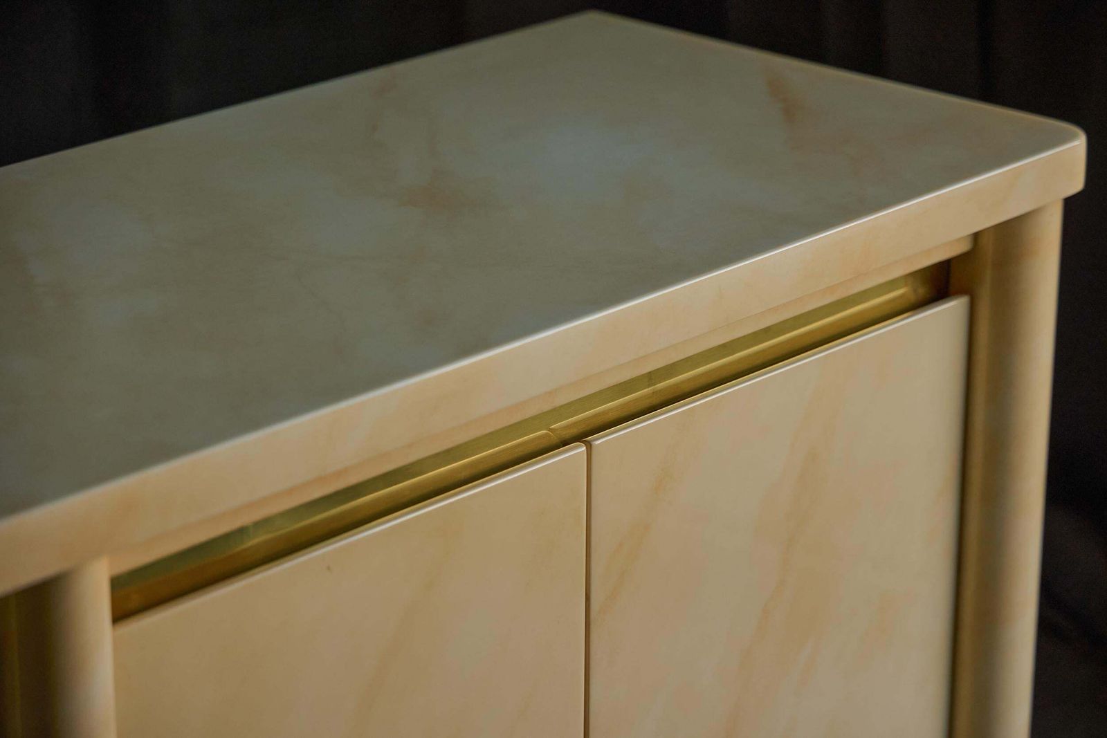 Faux Marble Lacquered Sideboard By Jean Claude Mahey, France, 1970s photo for sale