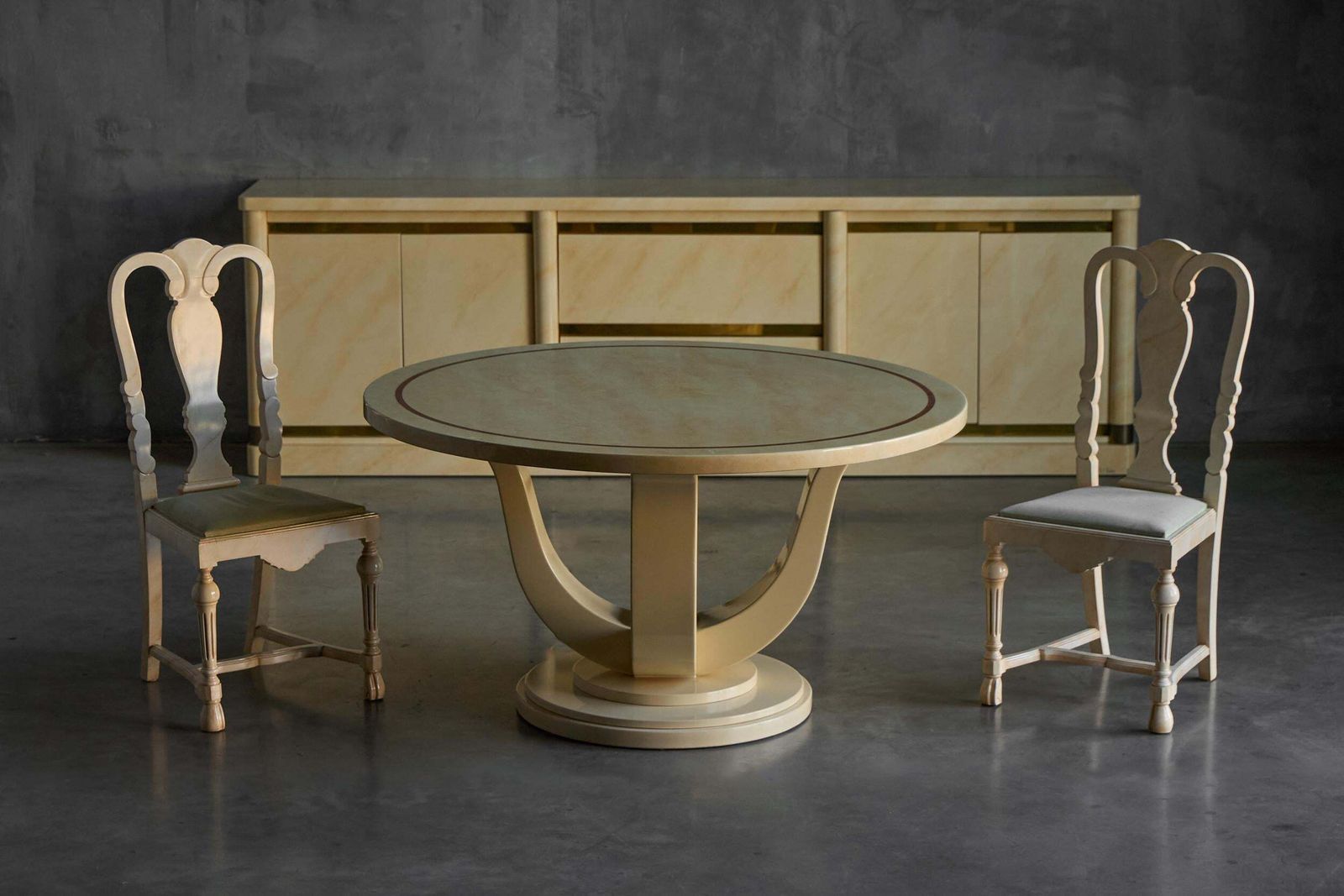 photo for sale Faux Marble Lacquered Sideboard By Jean Claude Mahey, France, 1970s