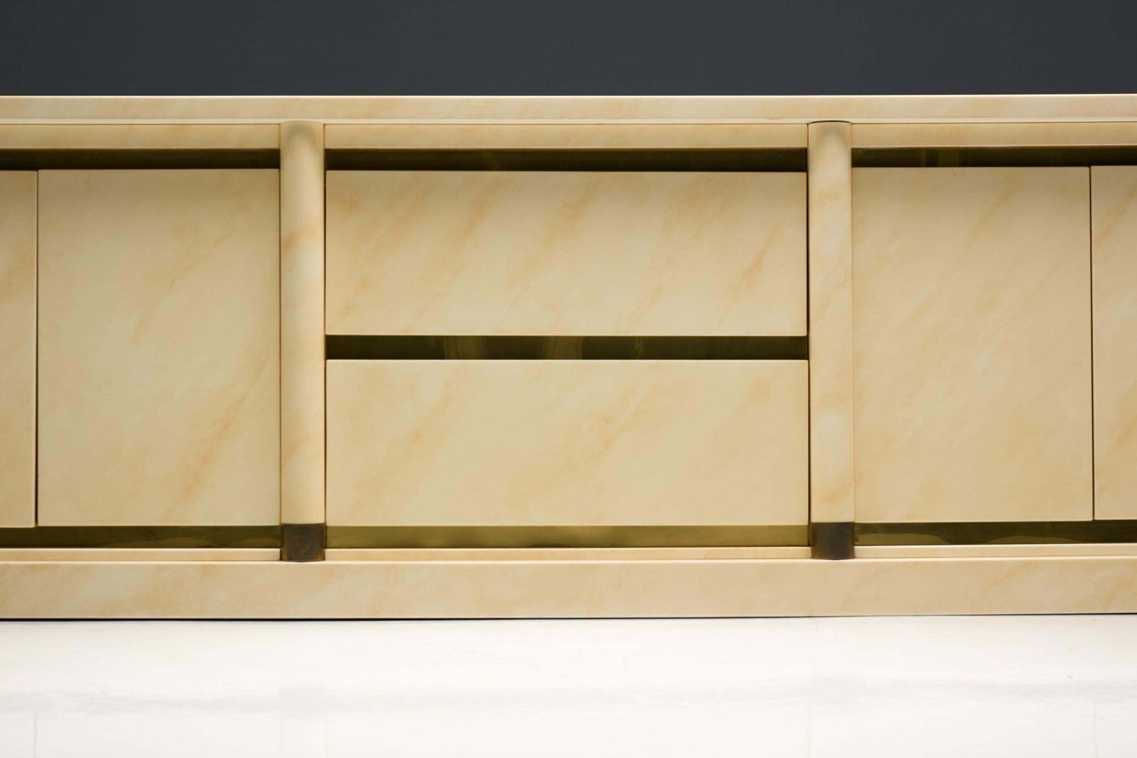 photo vintage Faux Marble Lacquered Sideboard By Jean Claude Mahey, France, 1970s