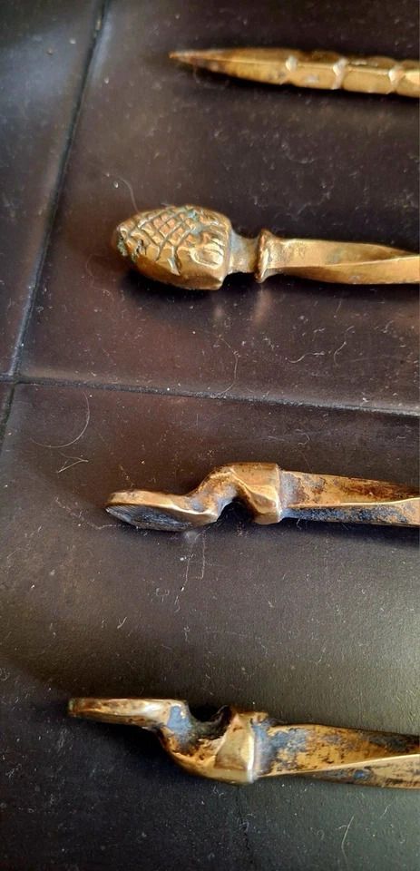 Edwardian Set Of 3 Brass Fire Irons, Fire Tools, Companion Set, Patina photo for sale