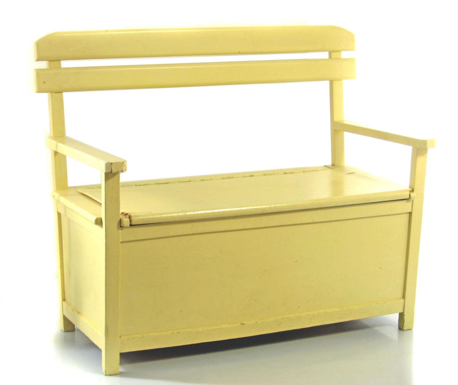 Vintage Wooden Kiddie Bench With Storage – Baby & Kids Furniture – Light Yellow