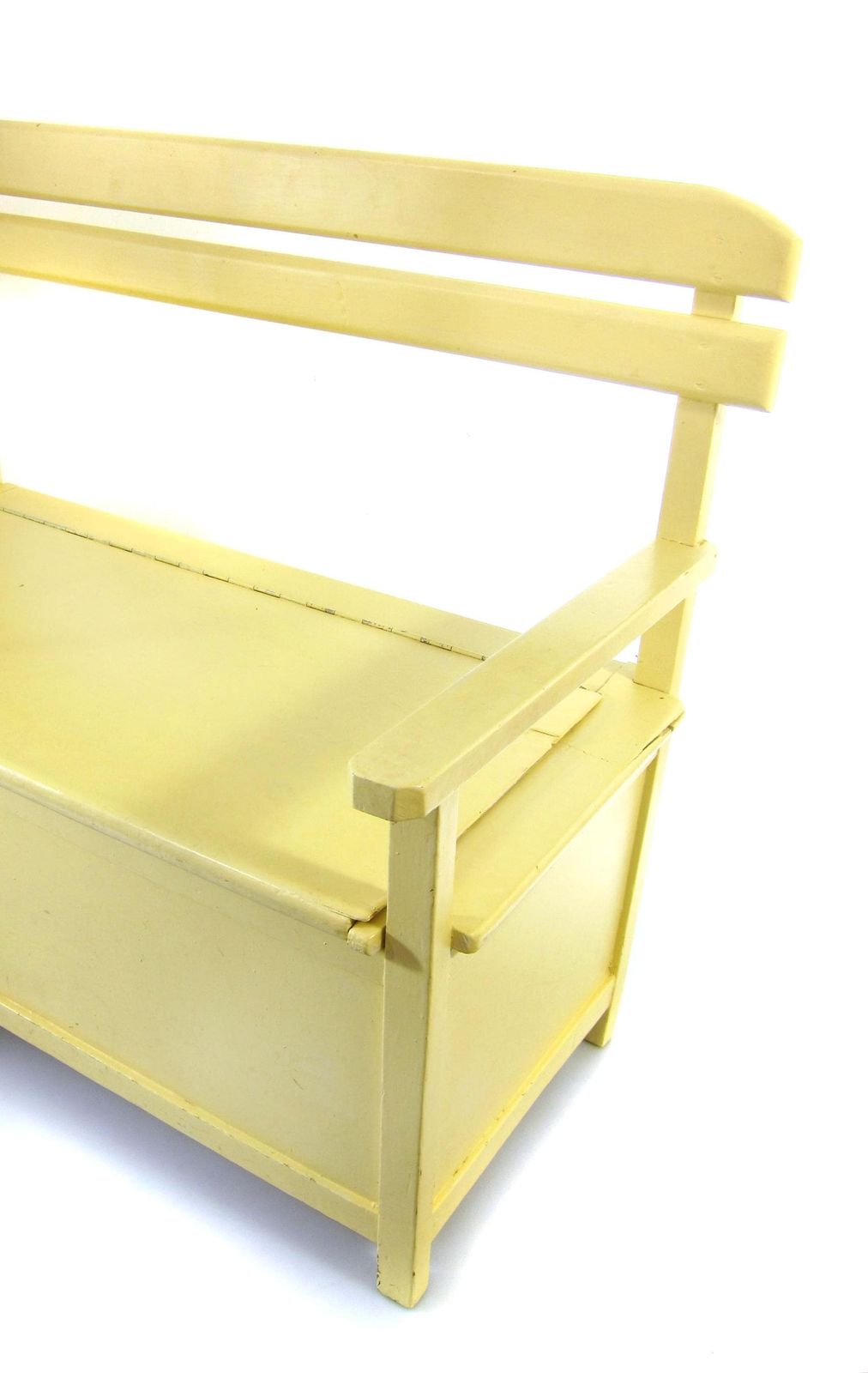 Vintage Wooden Kiddie Bench With Storage – Baby & Kids Furniture – Light Yellow photo Furniture