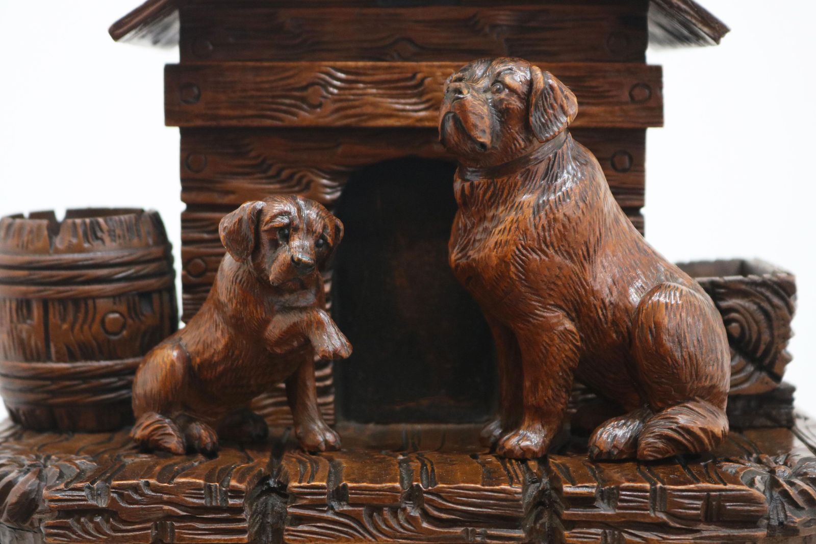 Rare Swiss Black Forest 19th Century Humidor / Tobacco Box Saint Bernard Dogs photo furniture