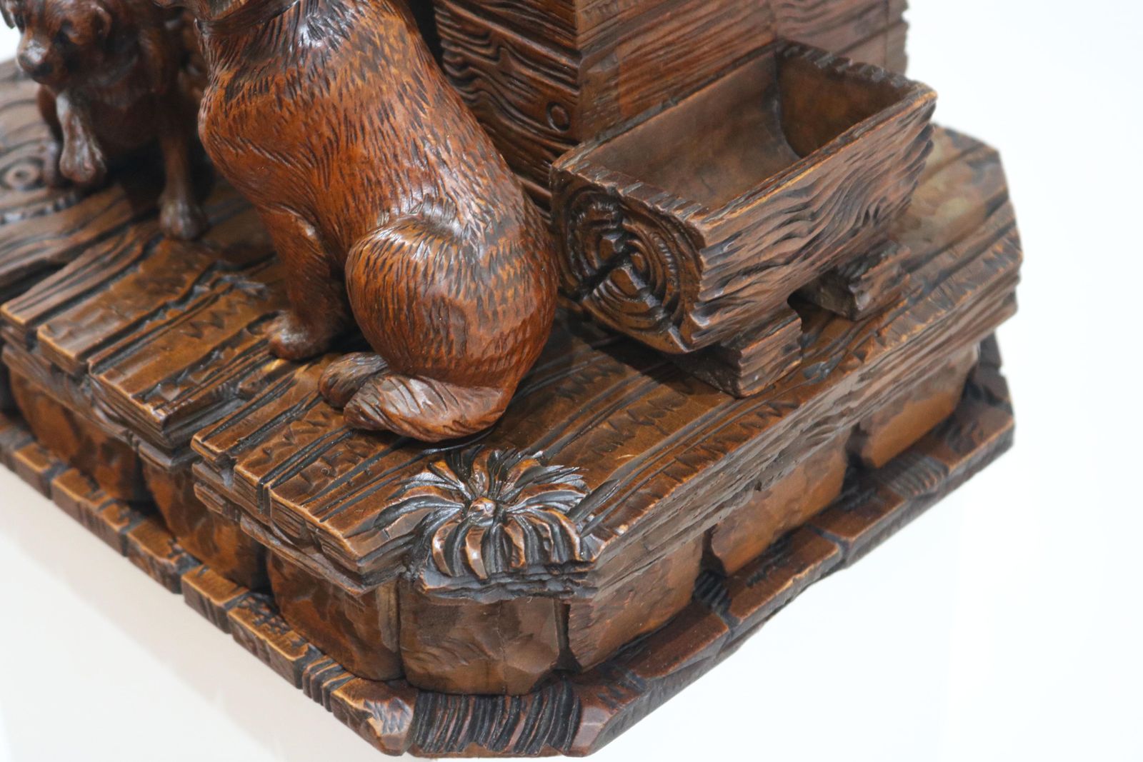 Rare Swiss Black Forest 19th Century Humidor / Tobacco Box Saint Bernard Dogs photo buy