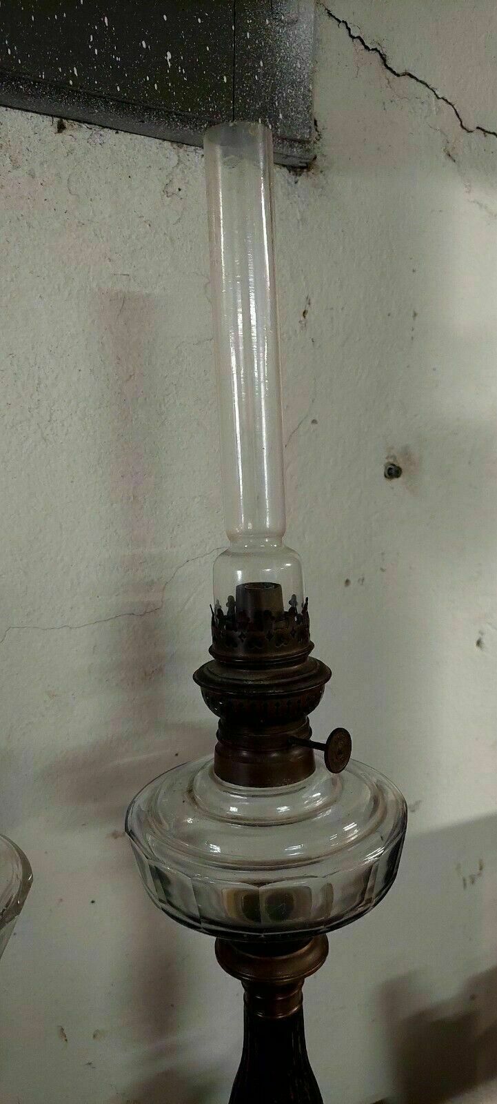 Pair Of Antique Oil Lamps In Metal 19th Century Glass Empire Style photo Lighting