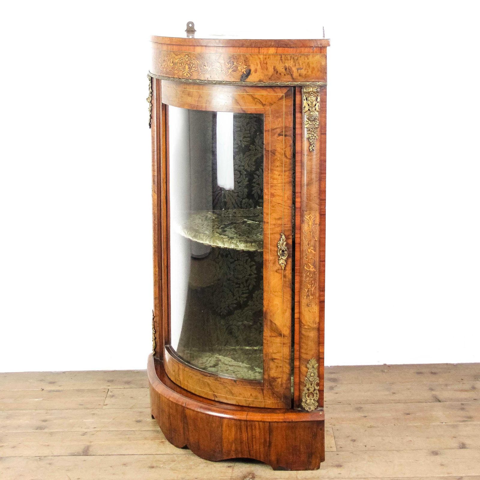 Antique Victorian Inlaid Bow Front Corner Cupboard | Corner Cabinet | Storage Cupboard | Antique Storage | Wall Cupboard (M 6474) photo 650.0