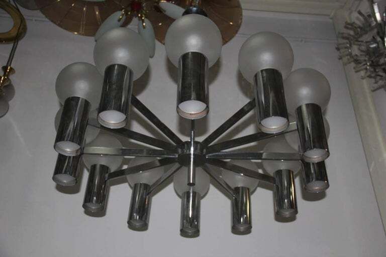 Spectacular Big Italian Mid Century Chandelier, 1960s Goffredo Reggiani photo vinterior