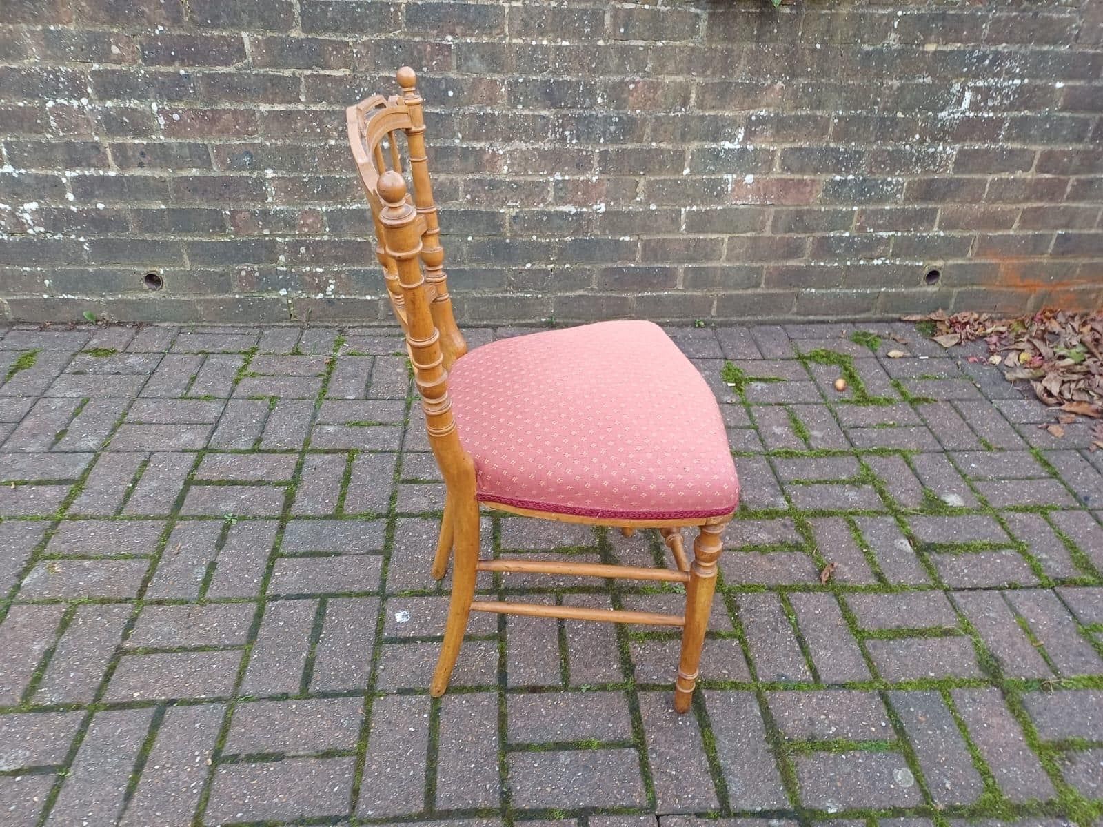 Vintage Victorian Country House Spindle Back Side Chair With Upholstered Seat photo for sale