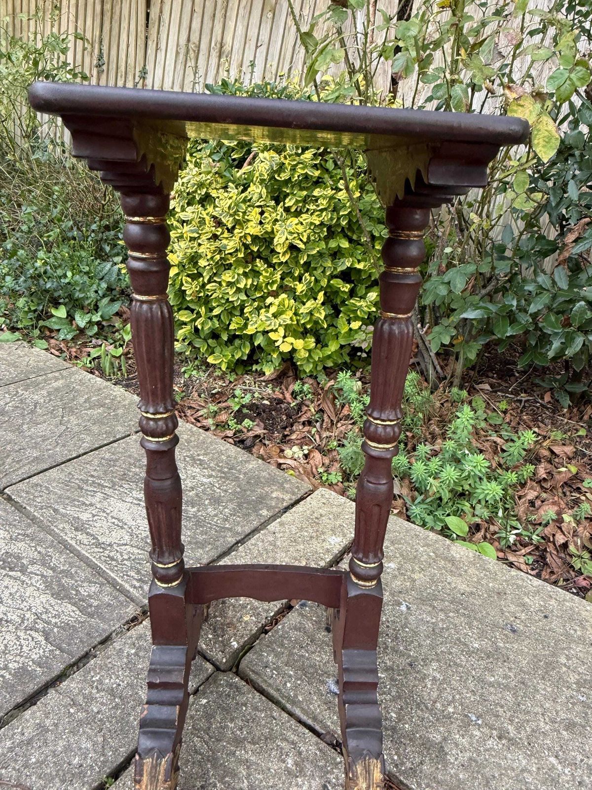 Antique Victorian Chinoiserie Plant Stand With Gilt Dragon Feet Side Table Lacquered. Oriental Design Side Table photo Home Decor