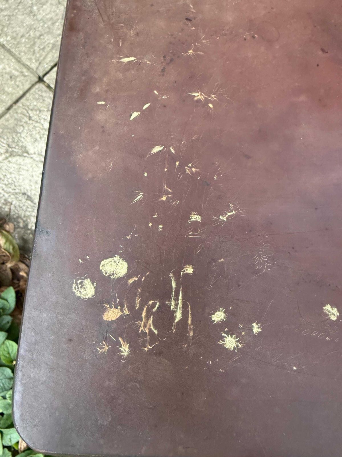 photo for sale Antique Victorian Chinoiserie Plant Stand With Gilt Dragon Feet Side Table Lacquered. Oriental Design Side Table