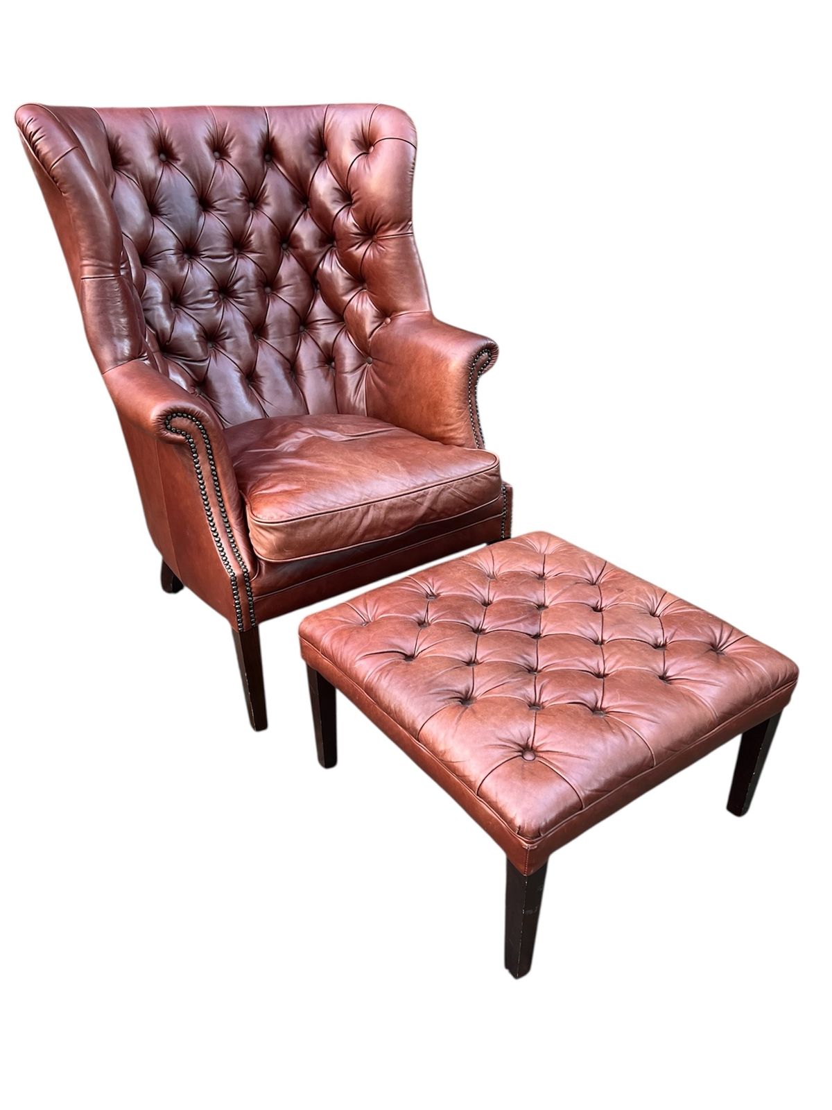 Original Tetrad Chesterfield Wingback (Mackenzie ) Harris Teed Model With Matching Stool