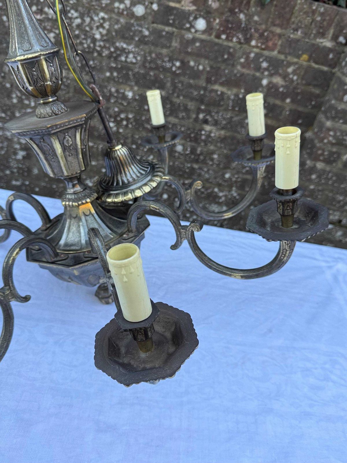 Vintage 1950s French Rococo Revival Brass & Bronze Eight Arm Chandelier – Ornate Antique Lighting photo 475.0