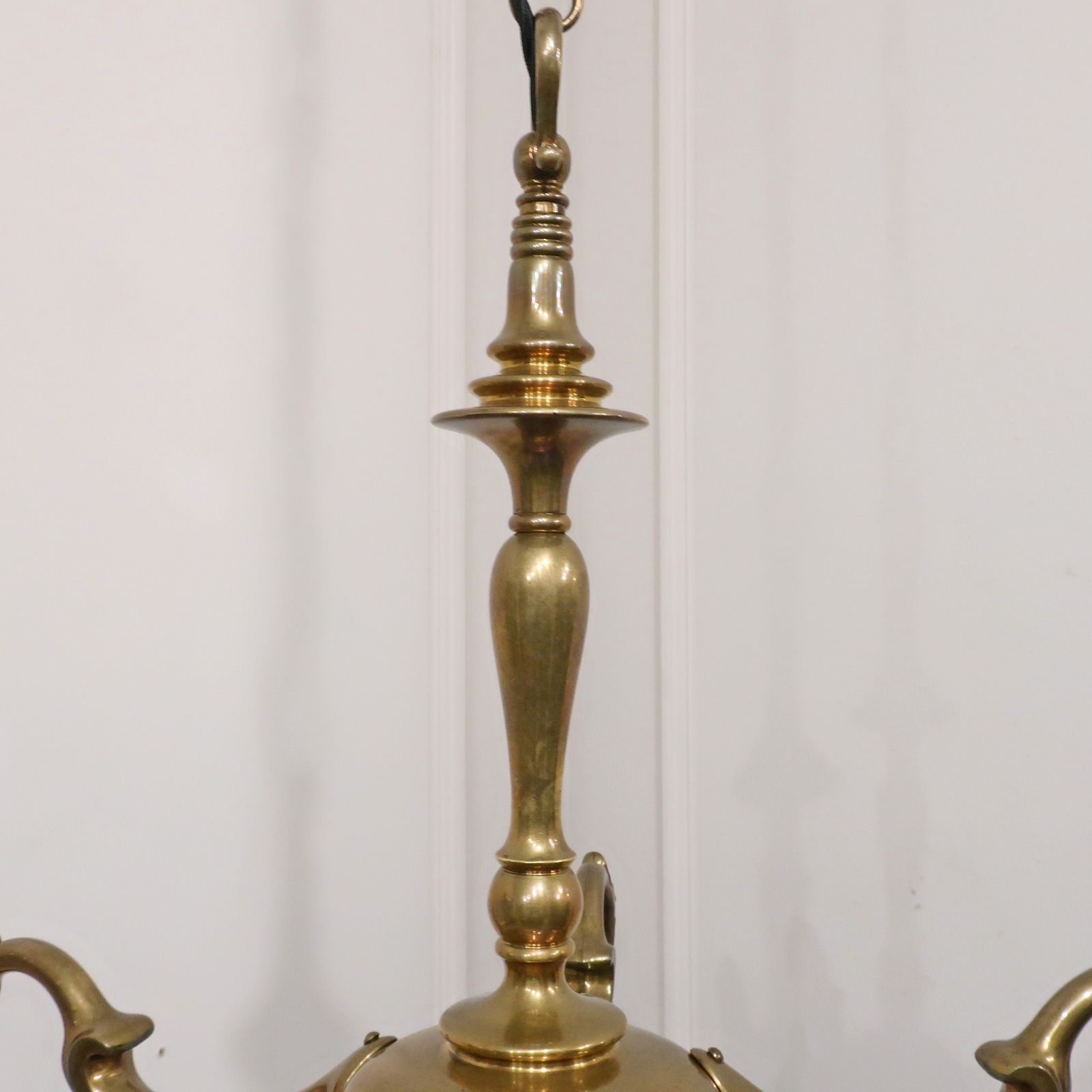 photo for sale Art Nouveau Cast Bronze Chandelier With Frosted Glass Shades