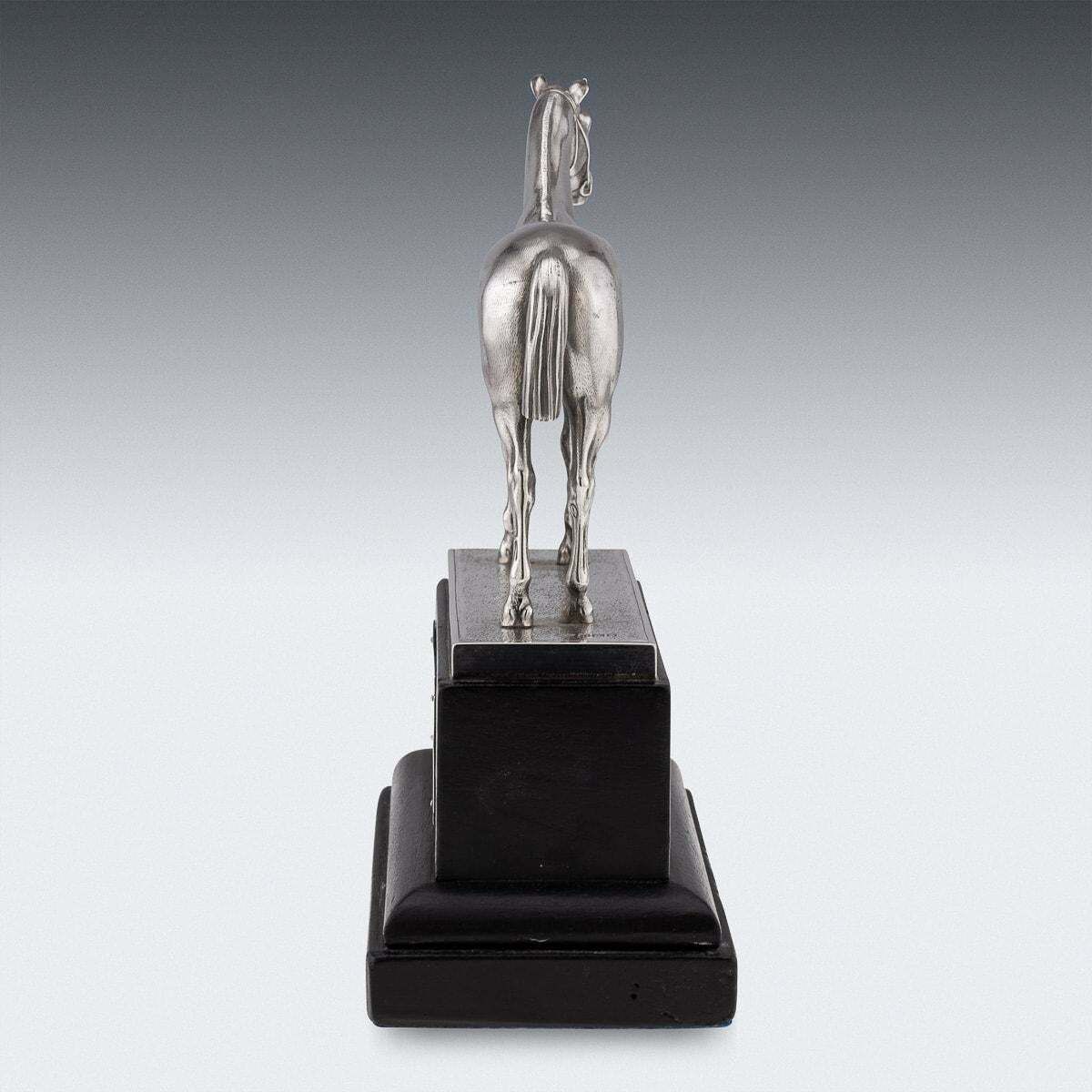 Antique 20th Century Edwardian English Solid Silver Horse Trophy On Stand C.1908 photo vinterior