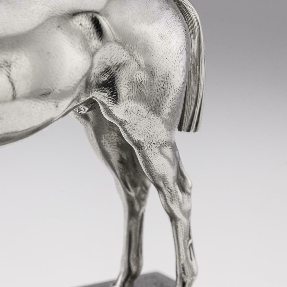 photo buy Antique 20th Century Edwardian English Solid Silver Horse Trophy On Stand C.1908