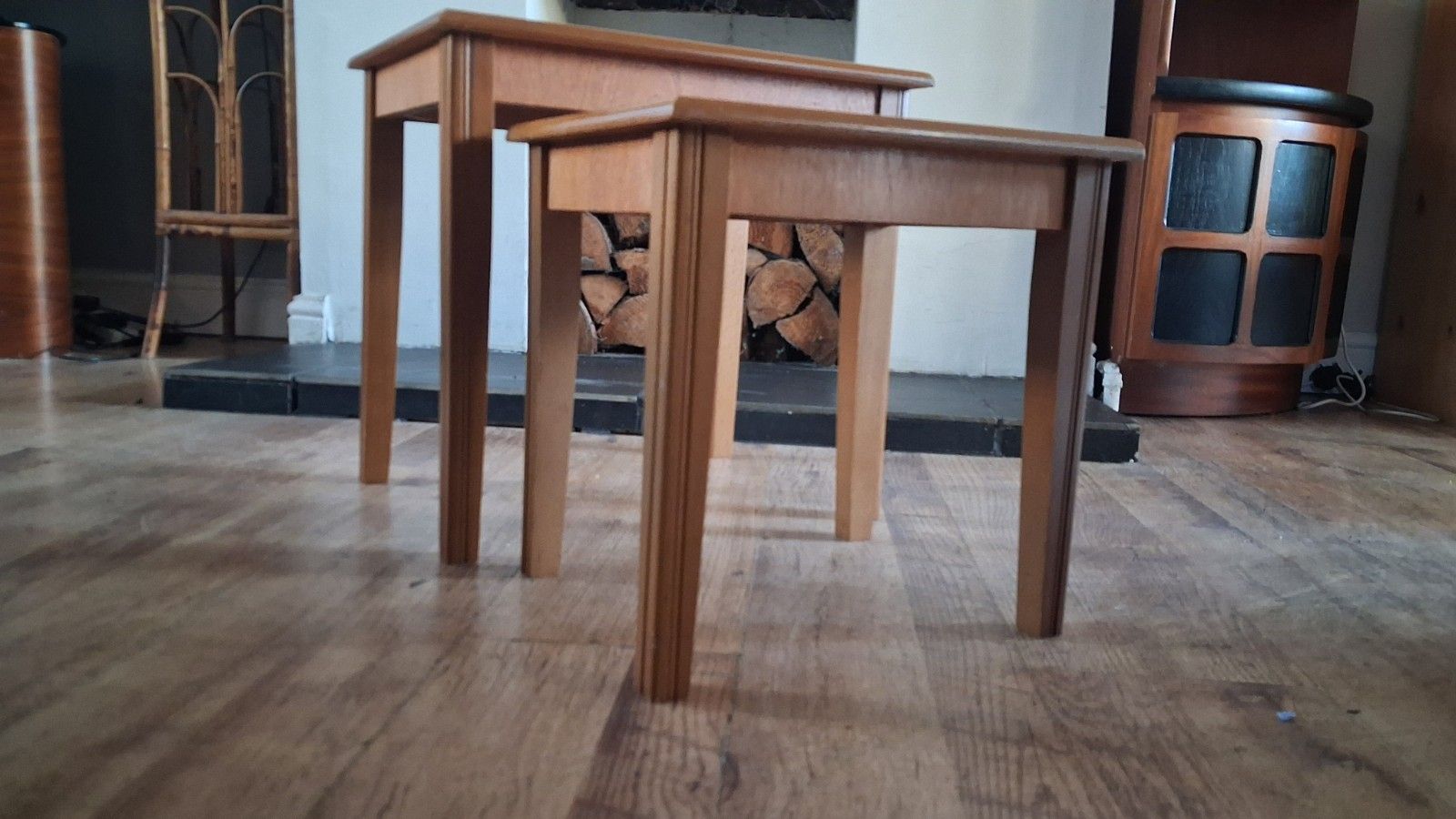photo furniture 1970's Teak Mid Century  Pair / Nest Of Tables