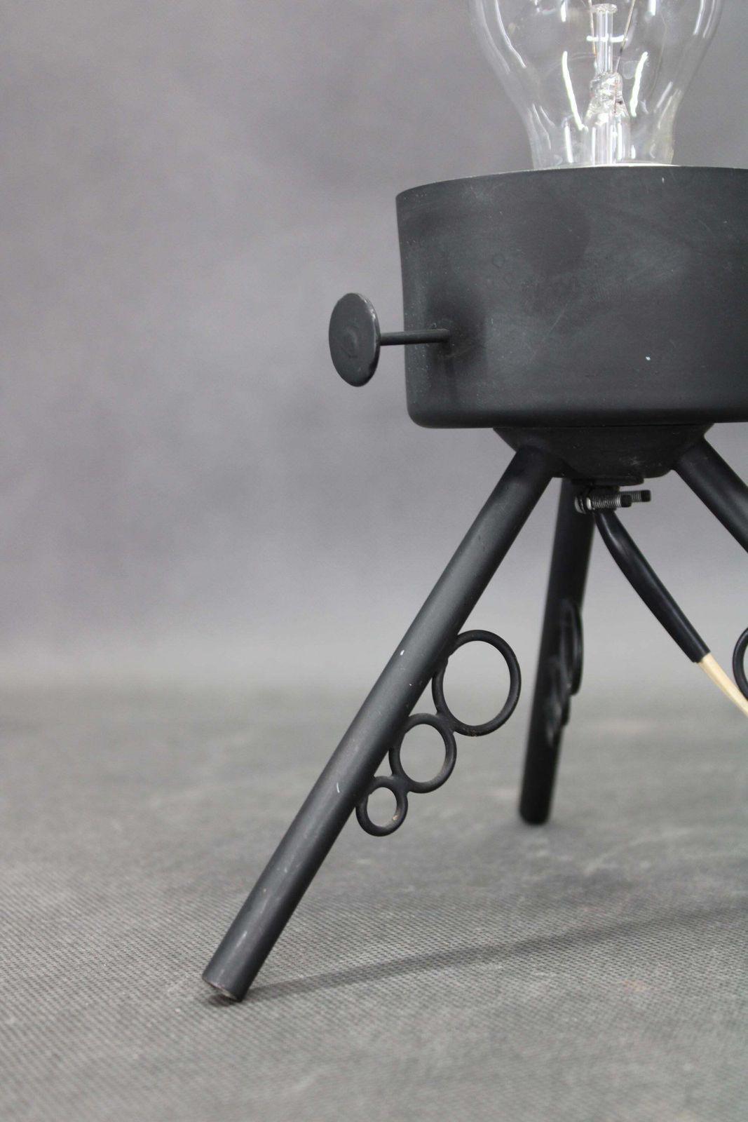 photo for sale 1960s Czech Mid Century Table Lamp With Sculptural Glass Shade And Metal Tripod