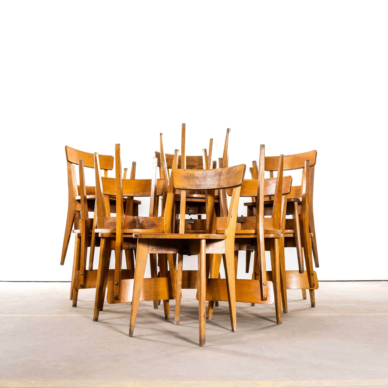 1950’s French Luterma Cross Base Bentwood Dining Chairs   Set Of Four photo for sale