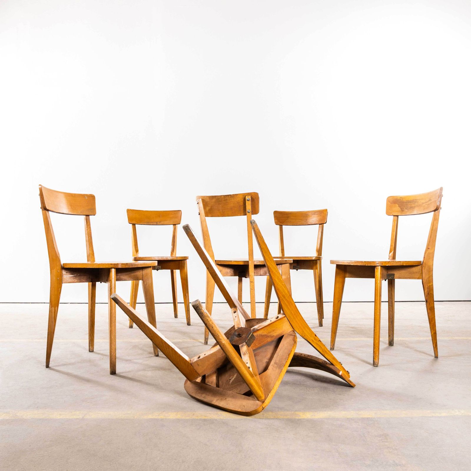 1950’s French Luterma Cross Base Bentwood Dining Chairs   Set Of Six photo vinterior