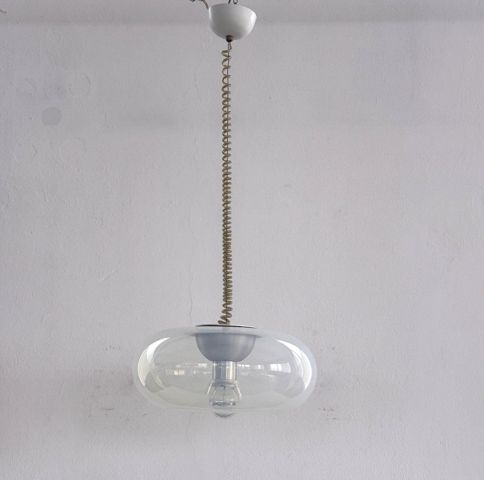 photo furniture Italian Midcentury Opaline Pendant Light Medusa By Carlo Nason For Leucos, 1970s