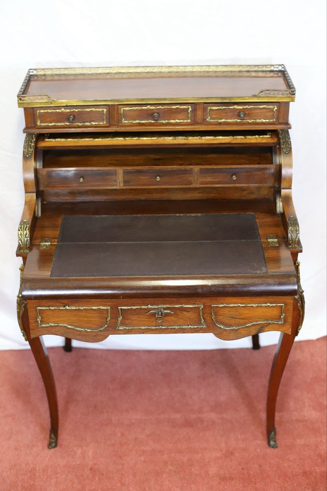 Fine French Rosewood And Gilt Metal Mounted Bureau Writing Desk photo Furniture