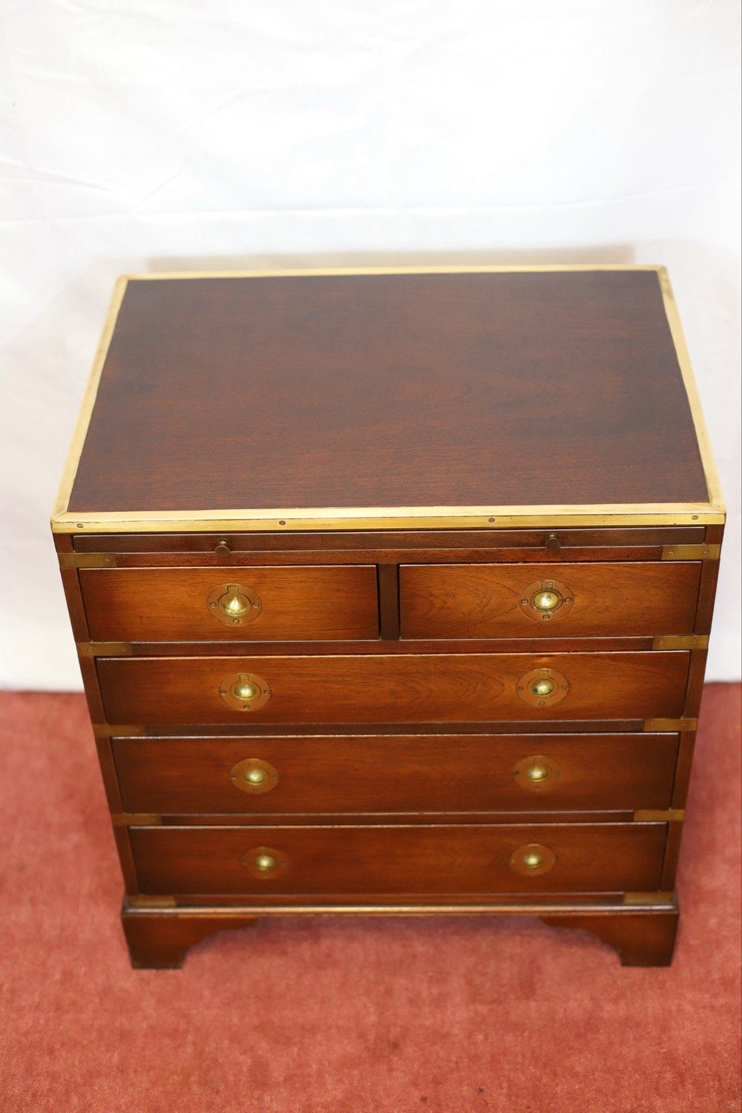 Lovely Mahogany And Brass Military Campaign Style Small Chest Of Drawers photo furniture