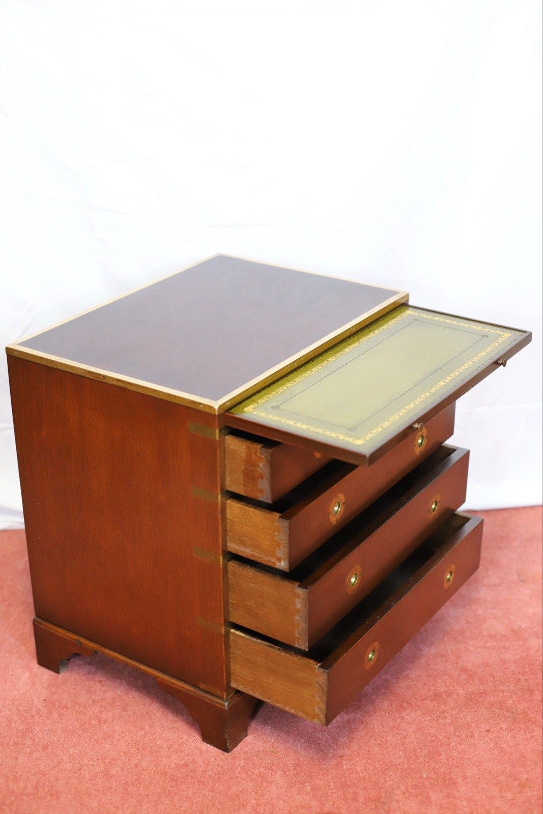 Lovely Mahogany And Brass Military Campaign Style Small Chest Of Drawers photo vintage
