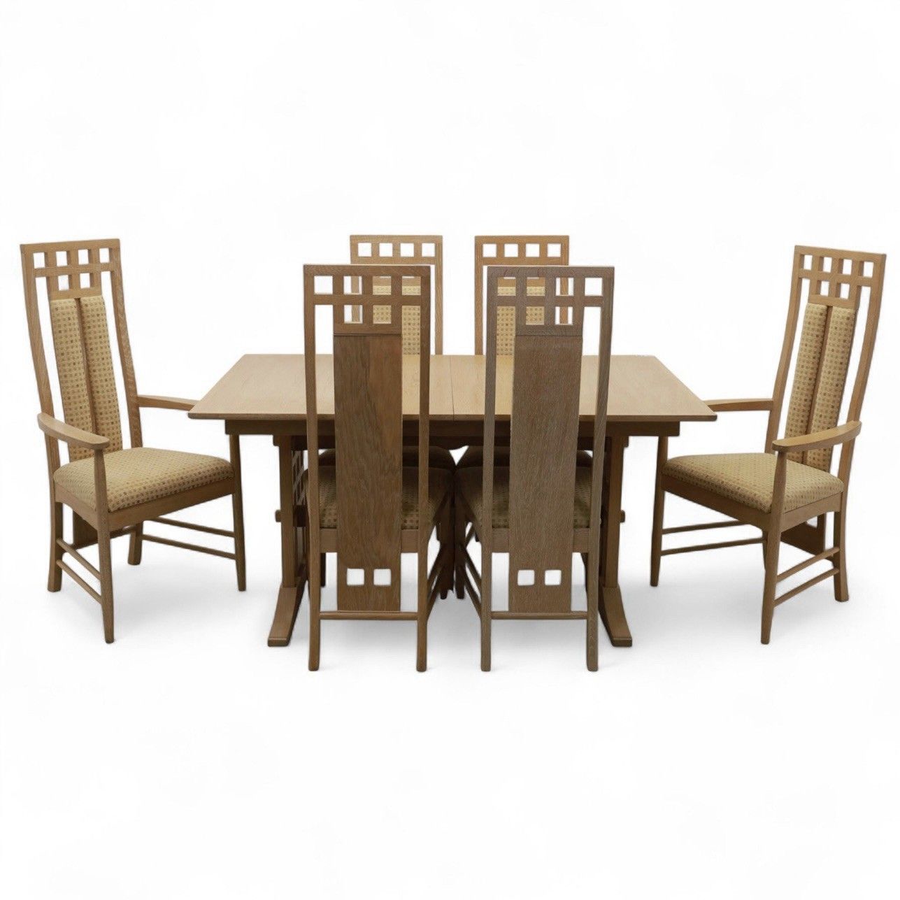Bevan Funnel Reprodux Arts&Crafts Limed Oak Extended Dining Table And Six Chairs