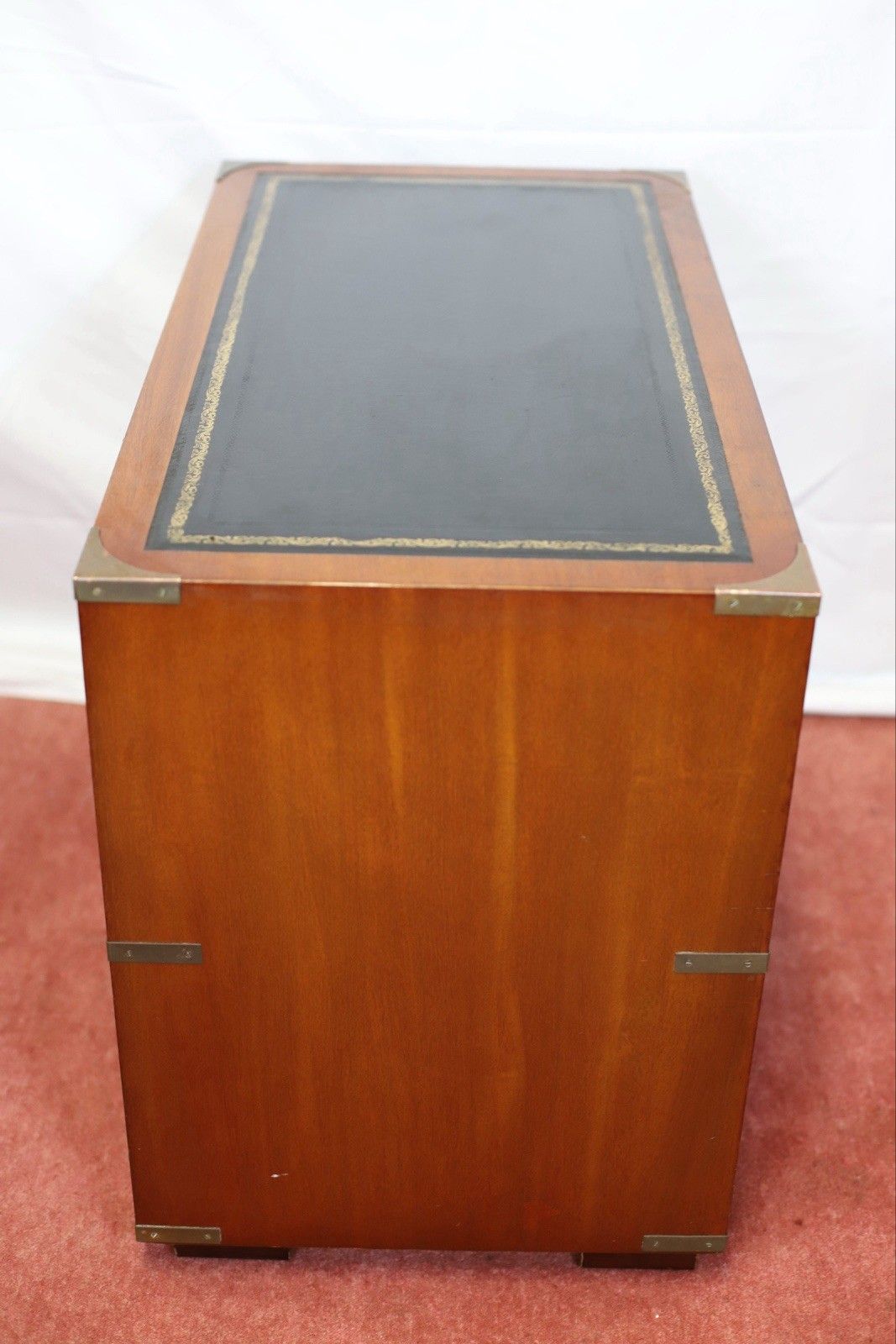 Lovely Military Campaign Style  Leather Top Two Drawers Chest photo vintage