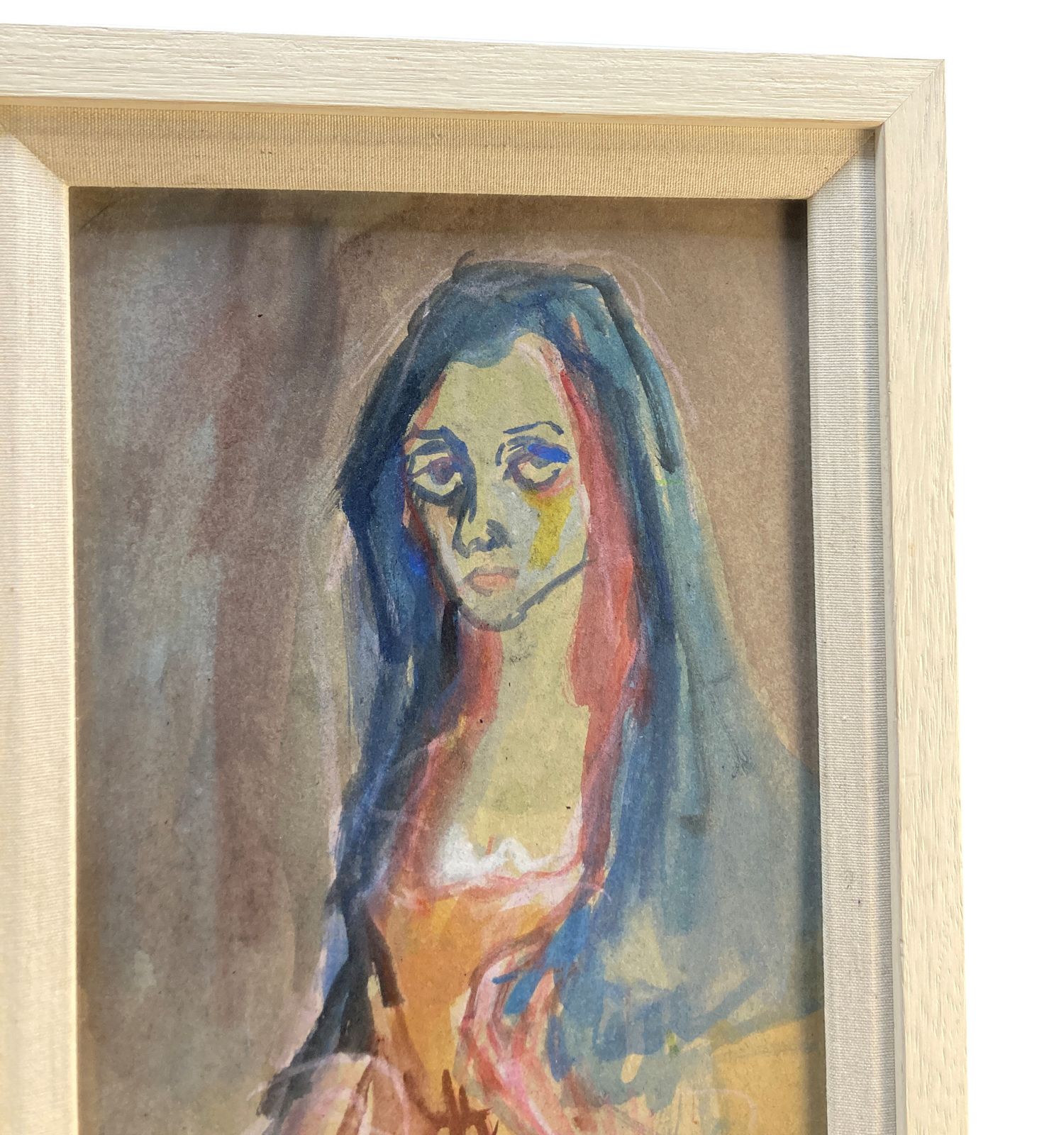A Turkish Mid Century Framed Drawing Of A Lady photo furniture