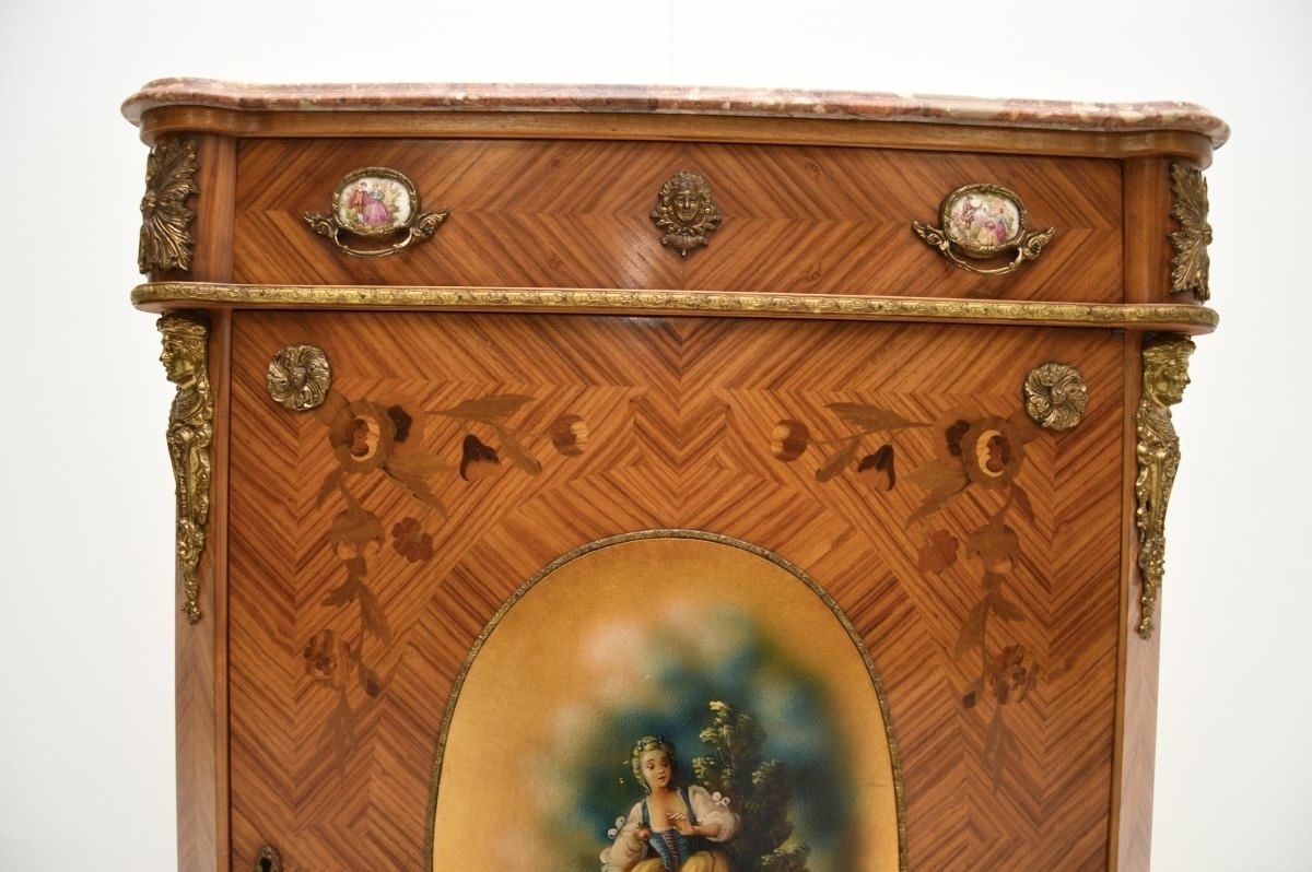 Antique French Marble Top Cabinet photo Furniture