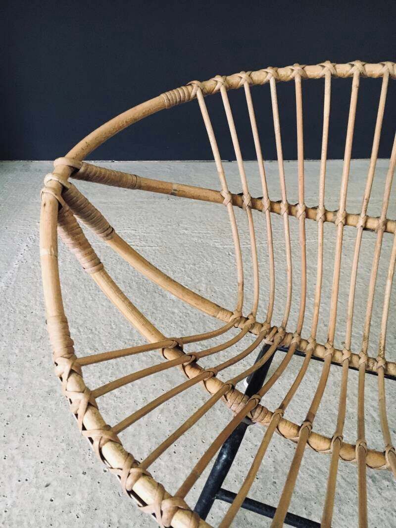photo furniture Mid Century Modern Design Bamboo Lounge Chair, Frankrijk, Ca. Jaren 1950